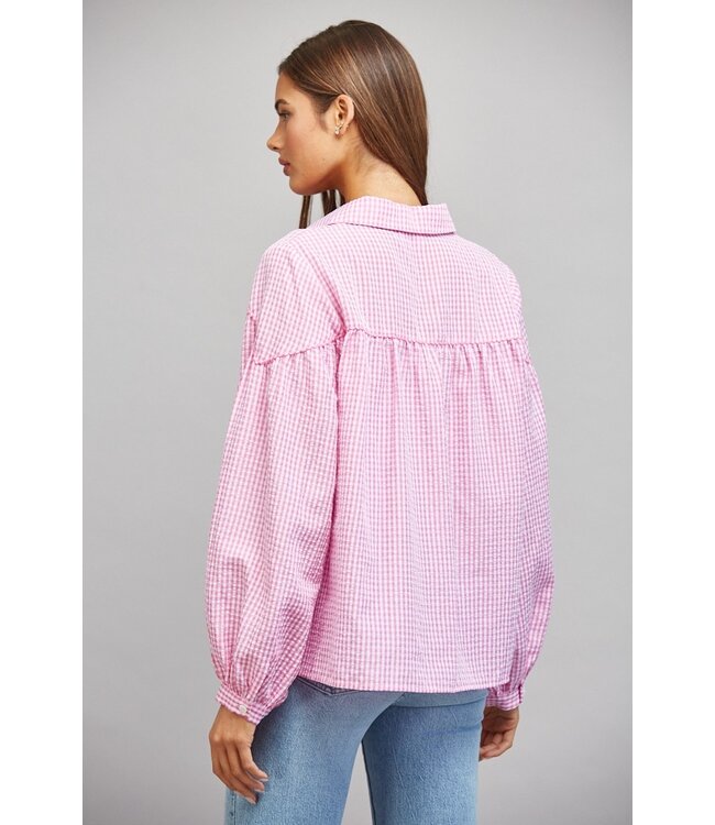 Grace Pink Gingham Blouse