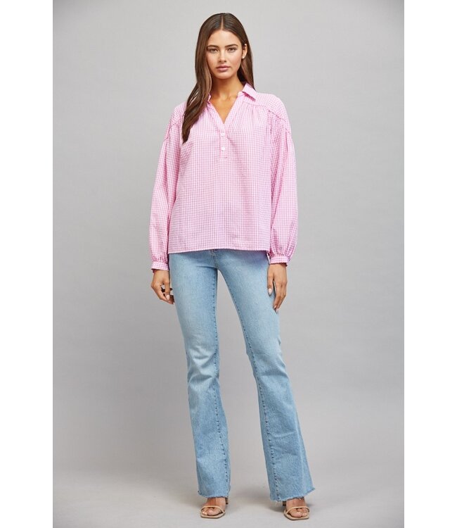 Grace Pink Gingham Blouse