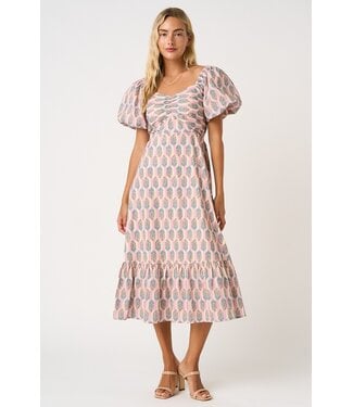 Mittoshop Katelyn Pink Floral Midi Dress