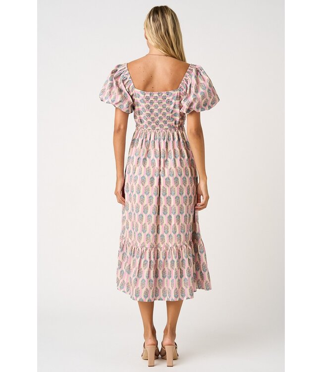 Katelyn Pink Floral Midi Dress