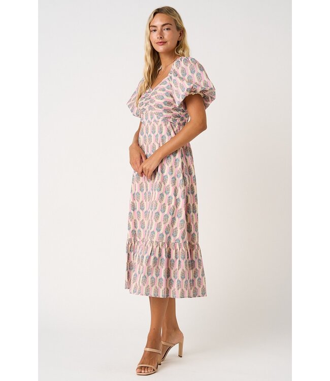 Katelyn Pink Floral Midi Dress