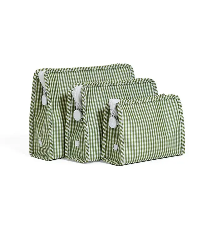 Gingham Moss Roadie Medium Zip Pouch