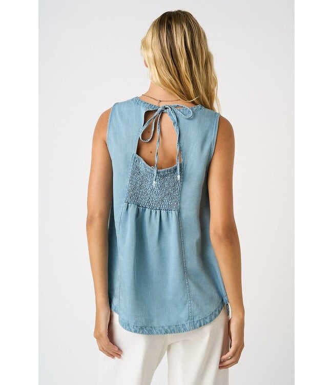 Shelly Light Denim Chambray Tank Top