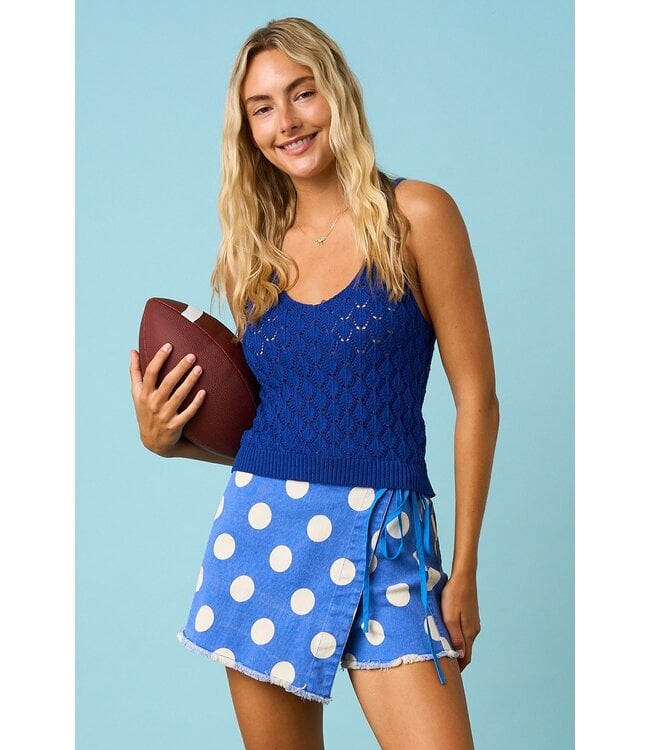 Lexie Royal Polka Dot Mini Skort