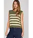 Amy Olive Stripe Sweater Top
