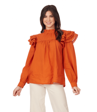 Keller Orange Ruffle Top