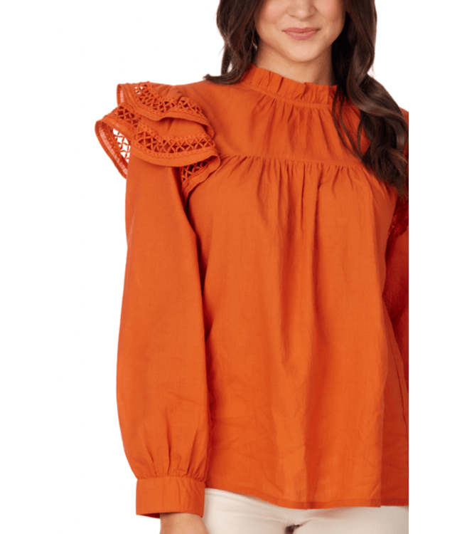 Keller Orange Ruffle Top