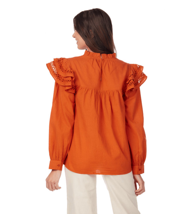 Keller Orange Ruffle Top