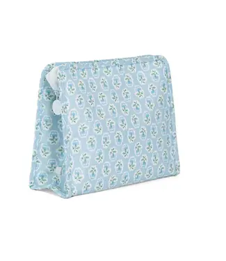 TRVL DESIGN Petite Fleur Blue Roadie Medium Zip Pouch