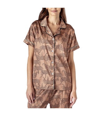 Feline Comfy Satin Pajama Top