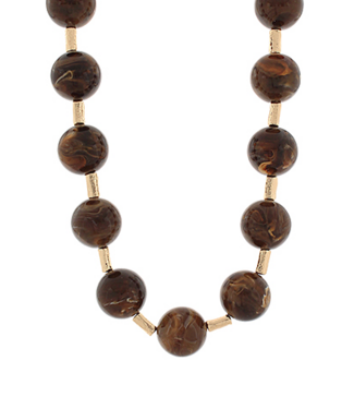 Tortoise Marble Ball & Bead Necklace