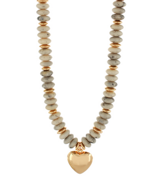 Beige Puffy Heart Necklace