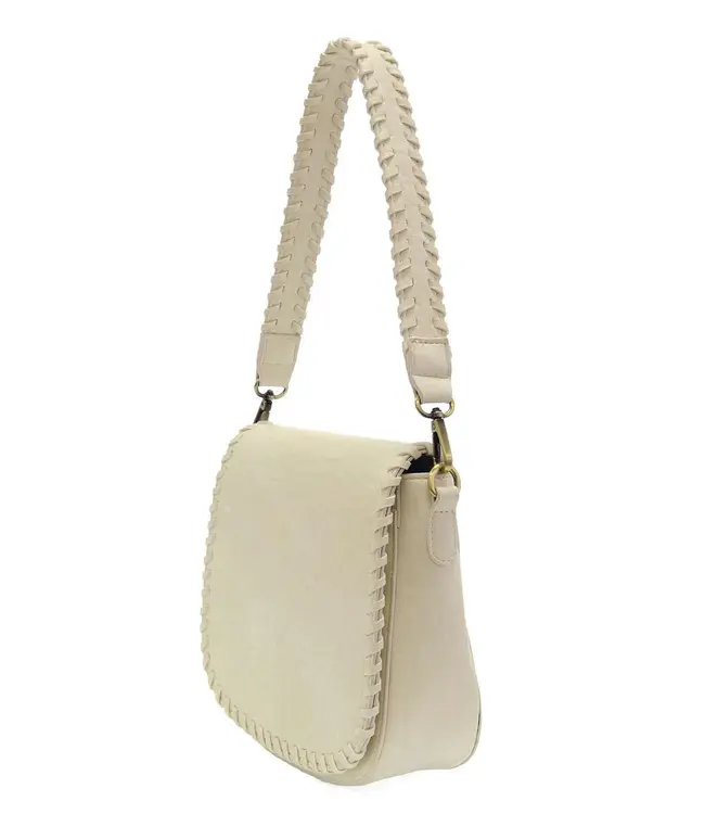 Joy Susan Annie Cream Whipstitch Saddle Crossbody
