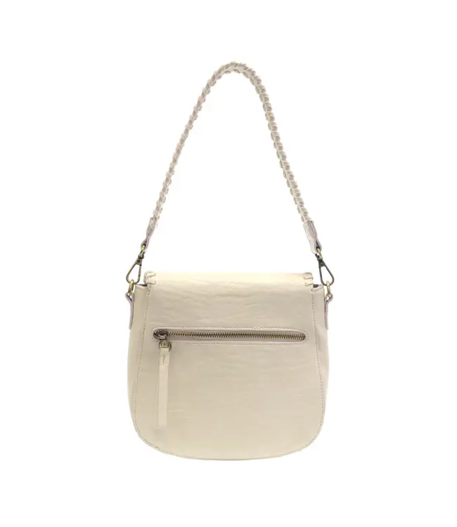 Joy Susan Annie Cream Whipstitch Saddle Crossbody