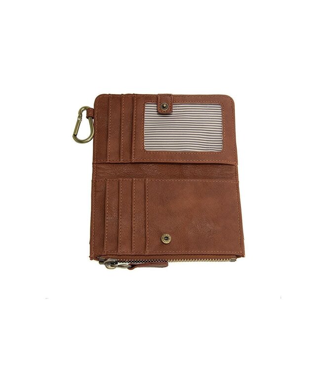 Joy Susan Bobbie Saddle Bifold Wallet with Carabiner