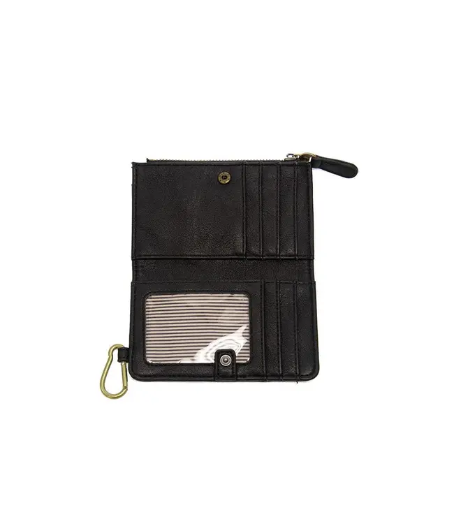 Joy Susan Bobbie Black Bifold Wallet with Carabiner