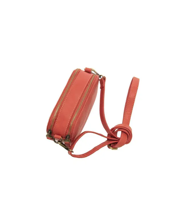 Joy Susan Layne Coral Double Zip Mini Camera Crossbody