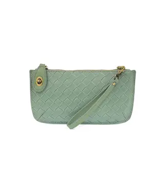 Joy Susan Seafoam Faux Wide Woven Mini Crossbody Wristlet Clutch
