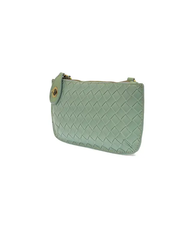 Joy Susan Seafoam Faux Wide Woven Mini Crossbody Wristlet Clutch