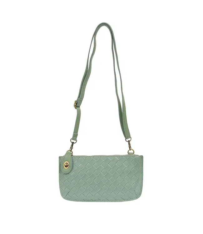 Joy Susan Seafoam Faux Wide Woven Mini Crossbody Wristlet Clutch