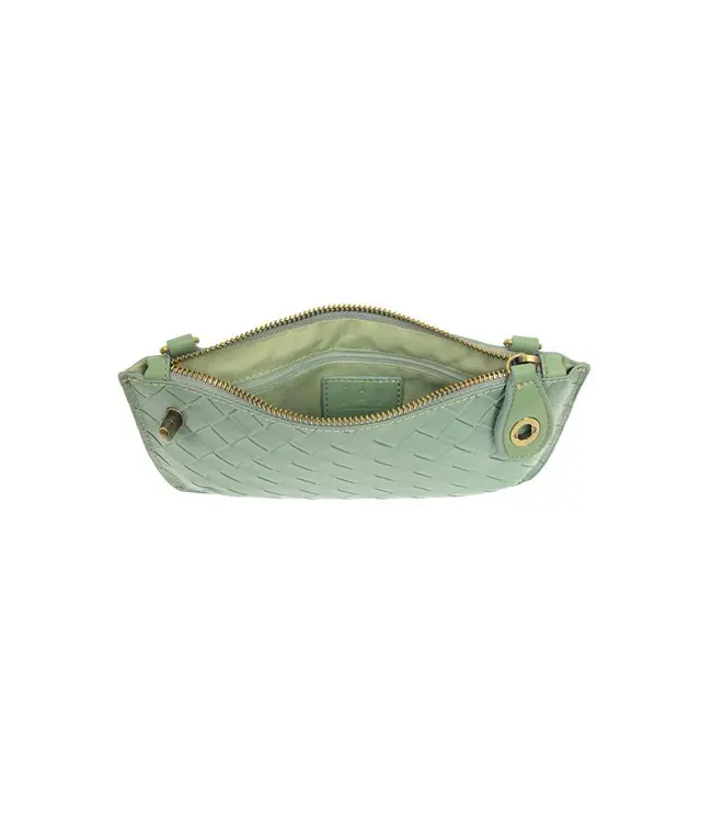 Joy Susan Seafoam Faux Wide Woven Mini Crossbody Wristlet Clutch