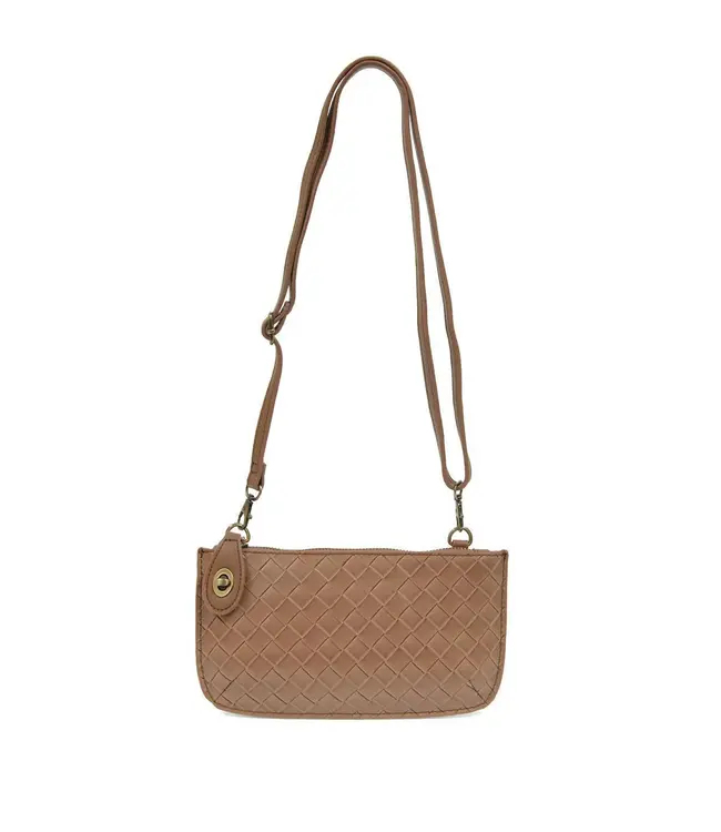 Joy Susan Chestnut Faux Wide Woven Mini Crossbody Wristlet Clutch