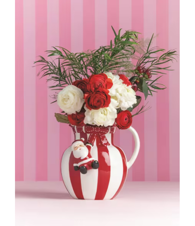 Santa Bow Stripe Pitcher
