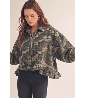 LovLov Shelia Washed Vintage Camo Denim Top