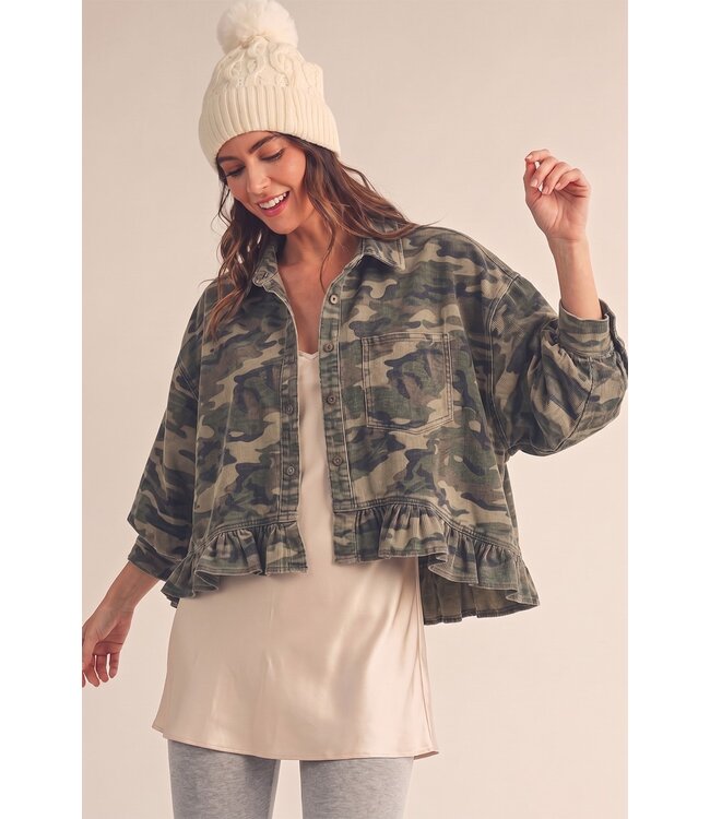 Shelia Washed Vintage Camo Denim Top