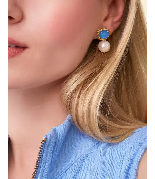 Spartina Blue Karina Pearl Stud Earrings