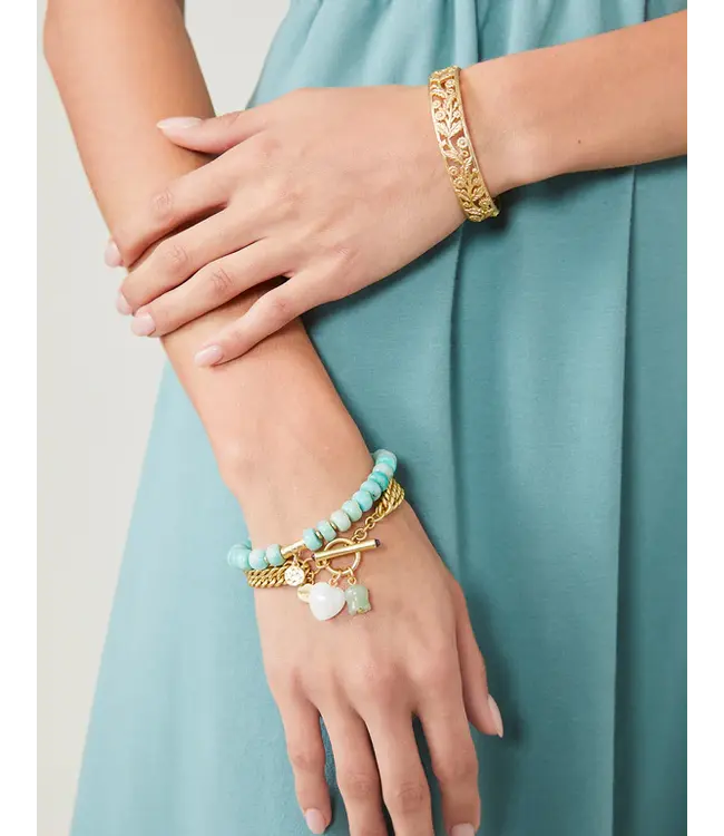 Spartina Gold Moonstone Heart Toggle Bracelet