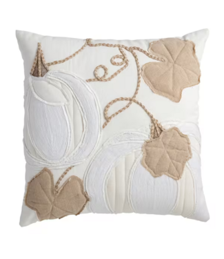 White Pumpkin Appliqué Square Pillow