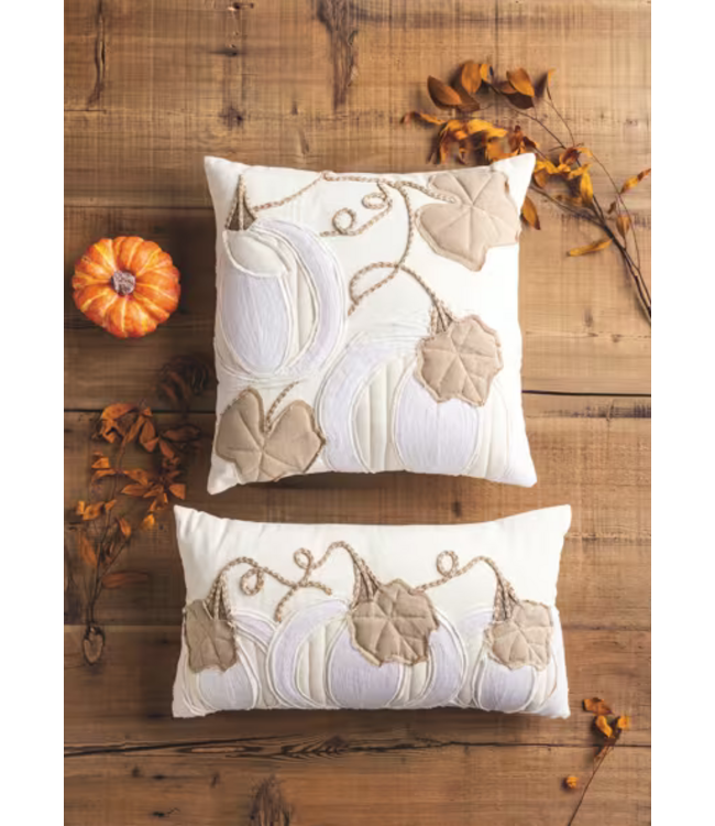 White Pumpkin Appliqué Lumbar Pillow