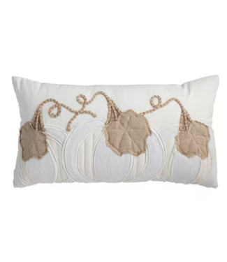 White Pumpkin Appliqué Lumbar Pillow