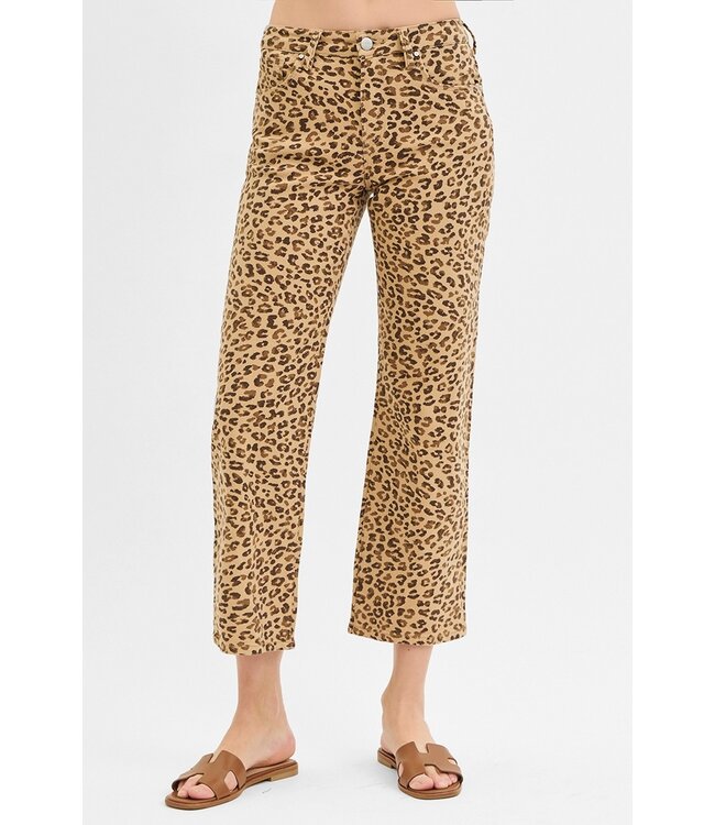 Parker Camel Leopard Mid Rise Straight Pants