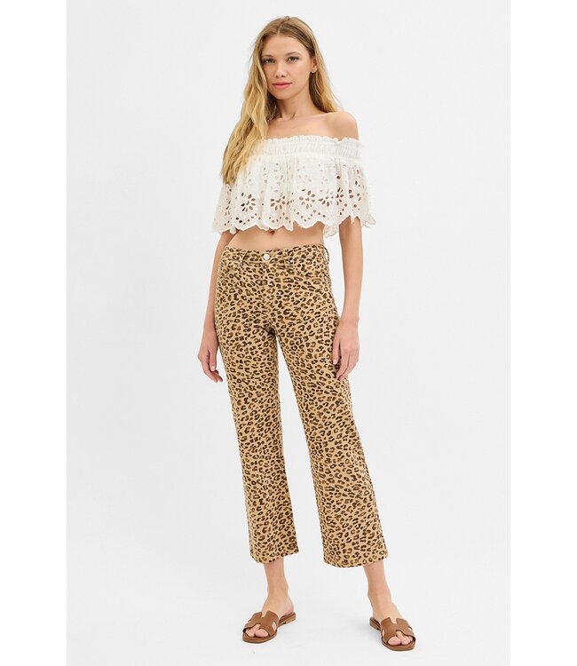 Parker Camel Leopard Mid Rise Straight Pants
