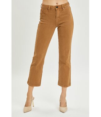 Risen Lynn Cappuccino Mid Rise Straight Crop Pants