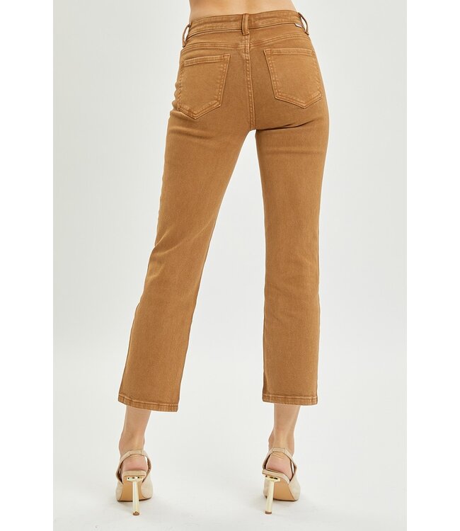 Lynn Cappuccino Mid Rise Straight Crop Pants