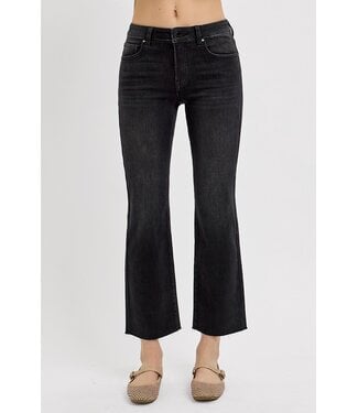 Risen Micalea Black Mid Rise Crop Straight Jeans