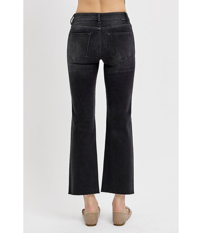 Micalea Black Mid Rise Crop Straight Jeans