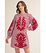 Morgan Burgundy  Baroque Applique Striped Dress