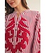 Morgan Burgundy  Baroque Applique Striped Dress