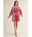 Morgan Burgundy  Baroque Applique Striped Dress