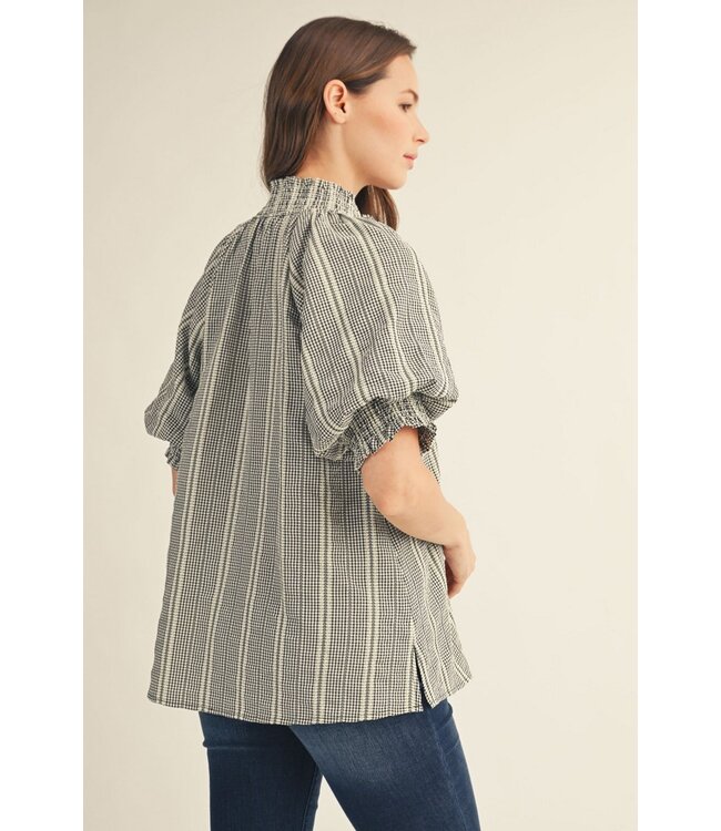 Alana Black Striped Top