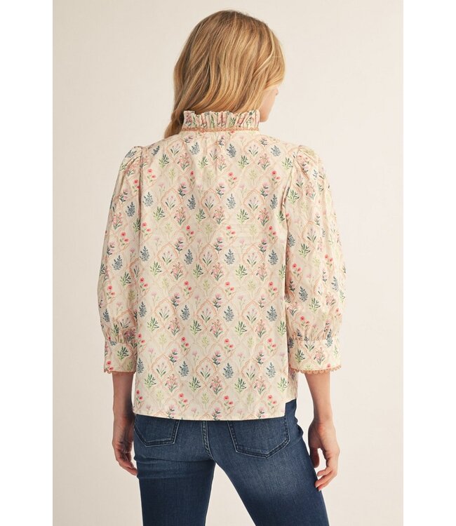 Sara Cream Floral Top