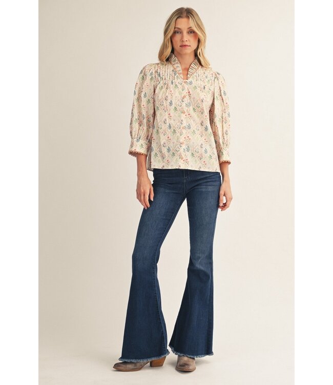 Sara Cream Floral Top