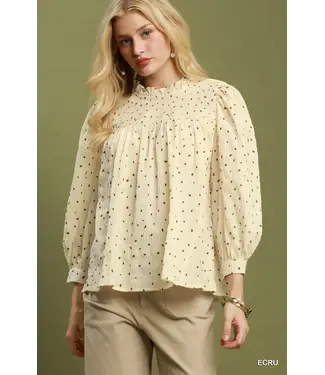 Charlene Ecru Polka Dot Top