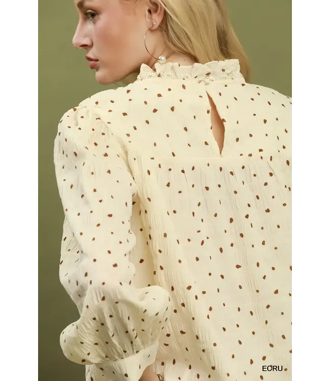Charlene Ecru Polka Dot Top