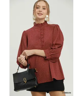 Izzy Crimson Check Blouse