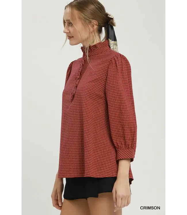 Izzy Crimson Check Blouse